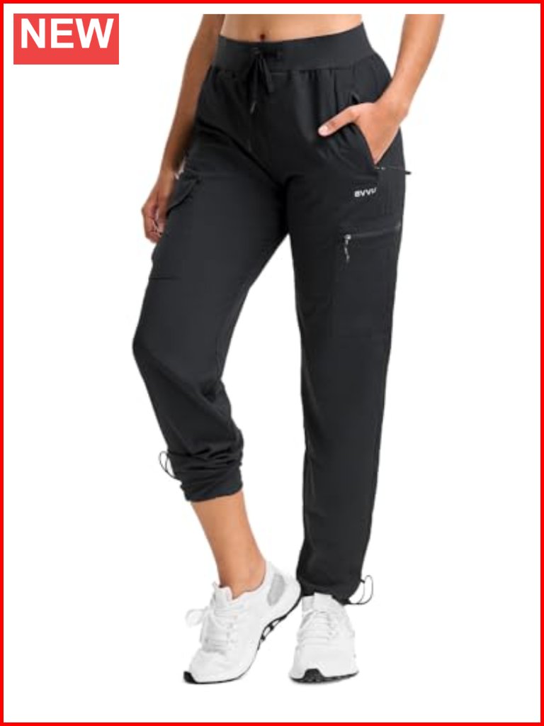 Lightweight Quick Dry Water Resistant Hiking Cargo Joggers With Zipper Pockets